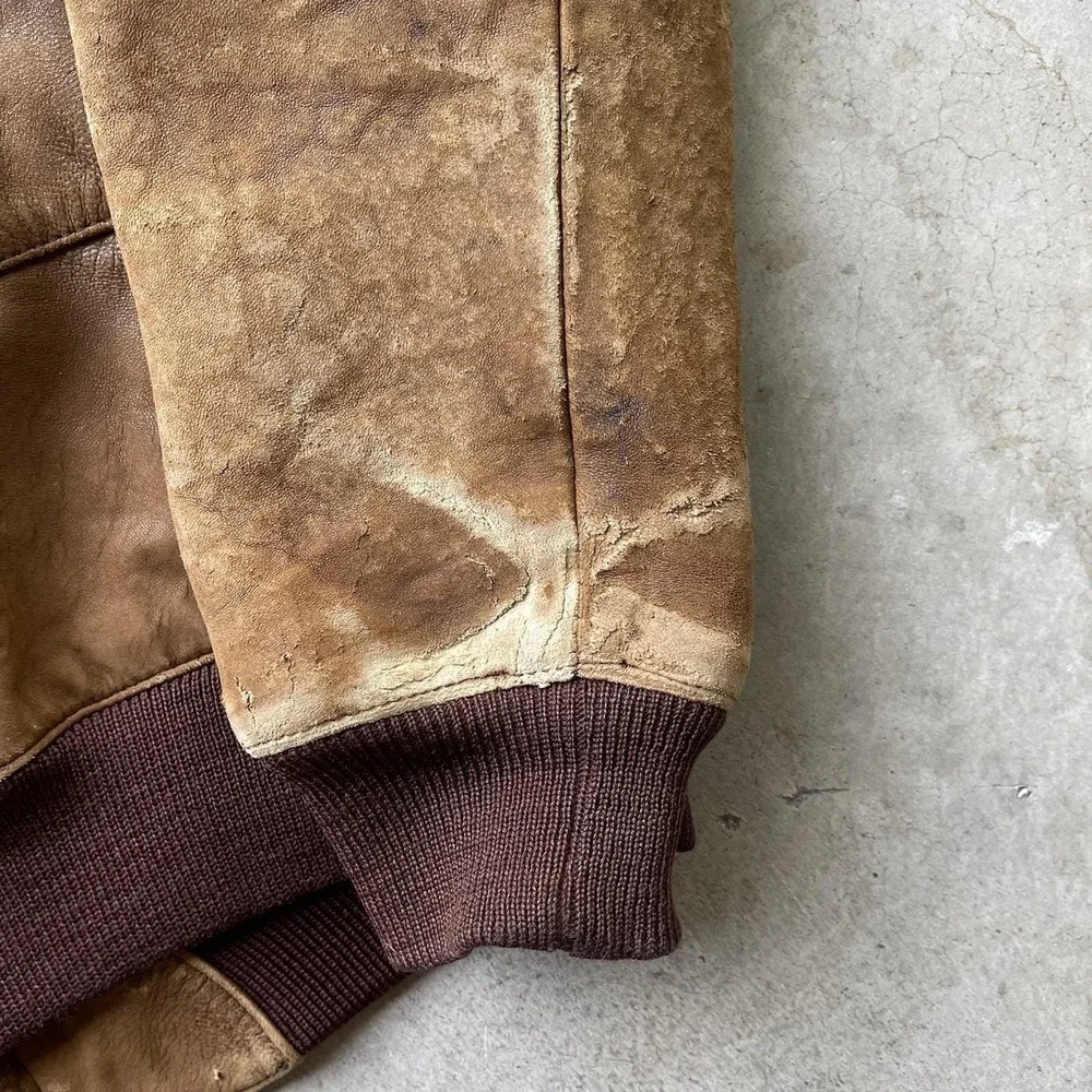Vintage Banana Republic aviator jacket 40 leather Bomber cockpit Patina Distress